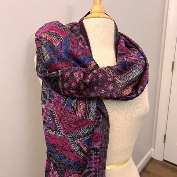 Purple Paisley 100% Cashmere Oversized Shawl Scarf Jerusalem - Picture 11 of 12